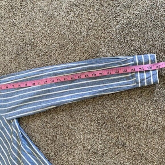 INTIMISSIMI Uomo Blue Striped Linen/Cotton Button Up Shirt XL - Picture 12 of 15